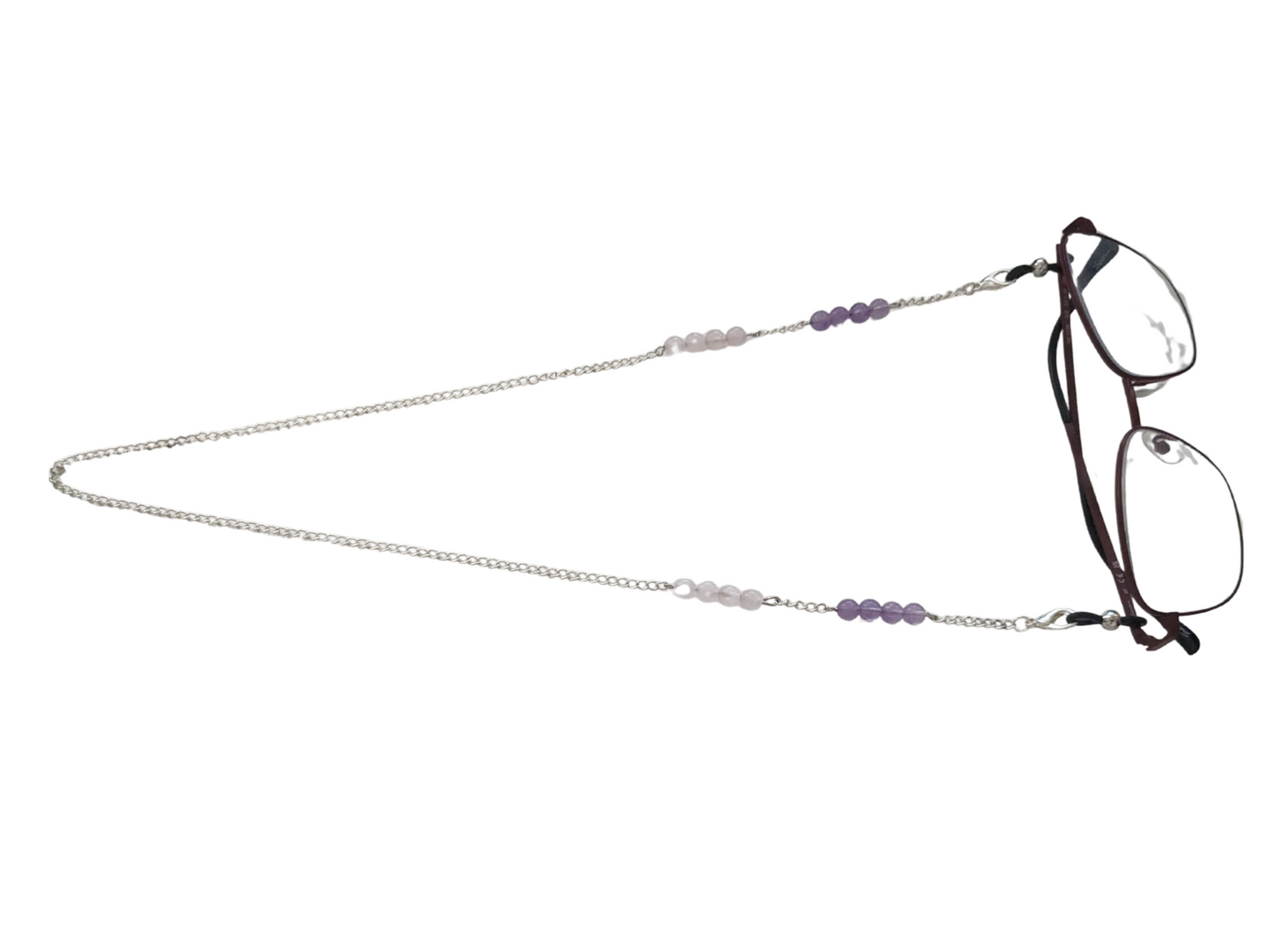 Chaîne de Lunettes – Apaisement (Quartz Rose et Améthyste)