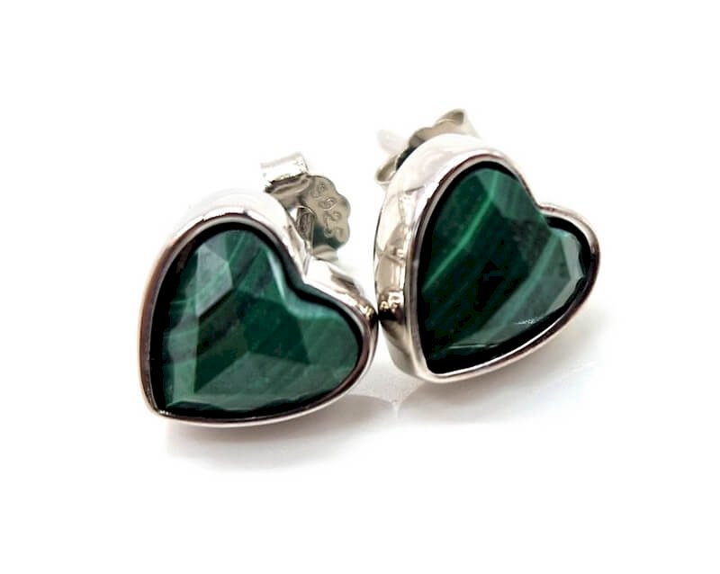 Boucles d’oreilles Cœur en Malachite