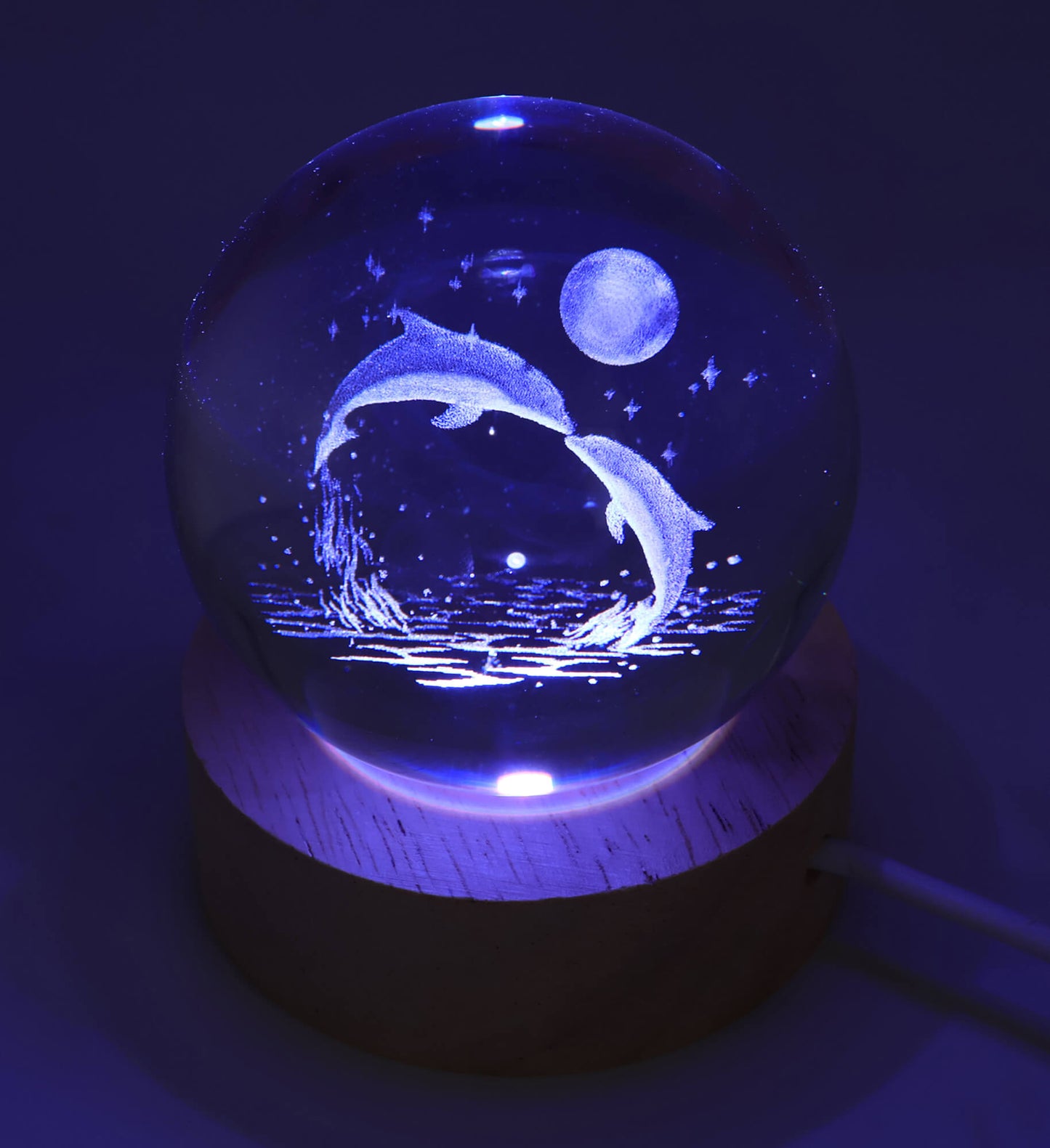 Veilleuse USB en Verre – Dauphin Multicolore – 6 cm