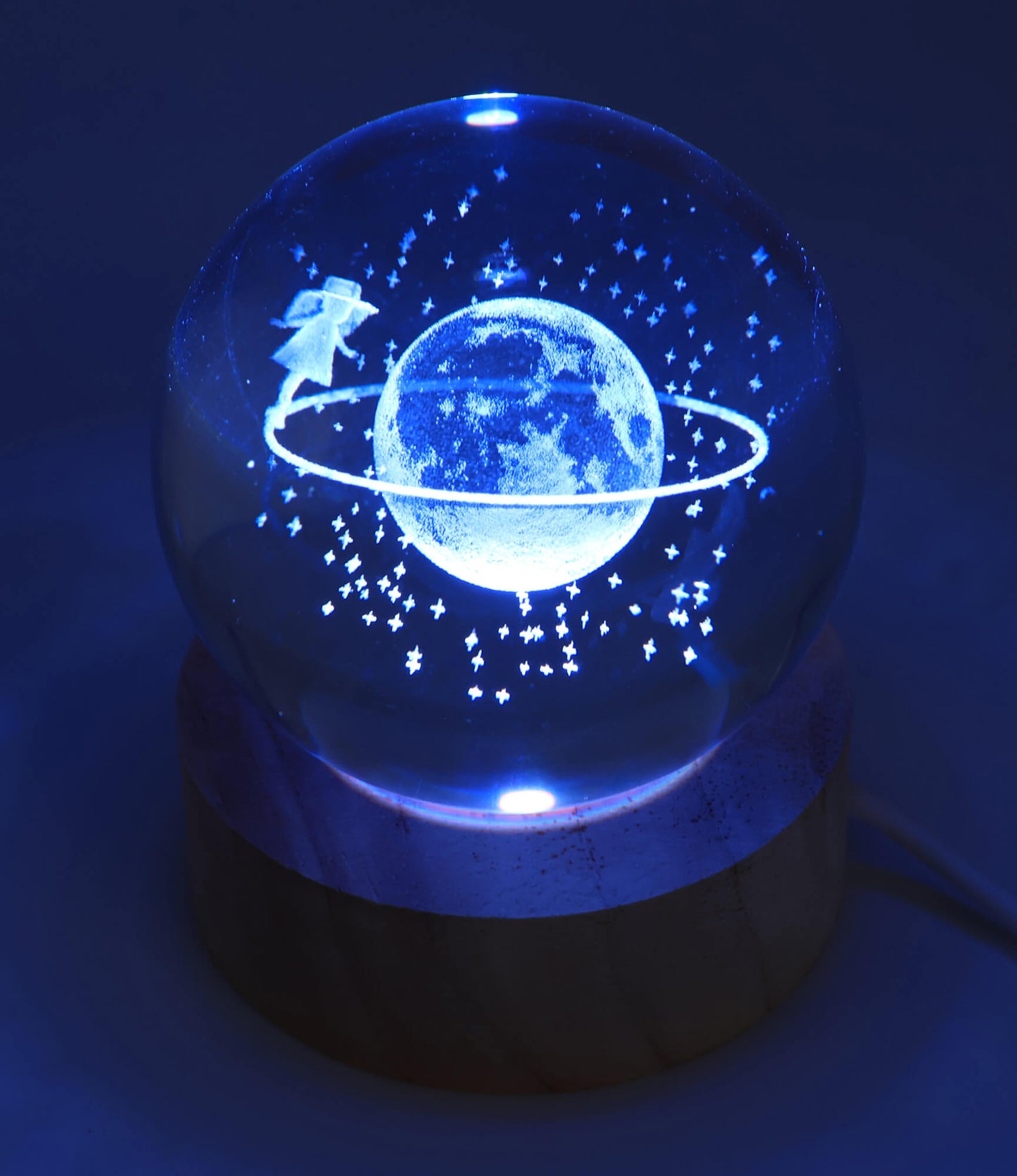 Veilleuse USB en Verre – Saturne Multicolore – 6 cm