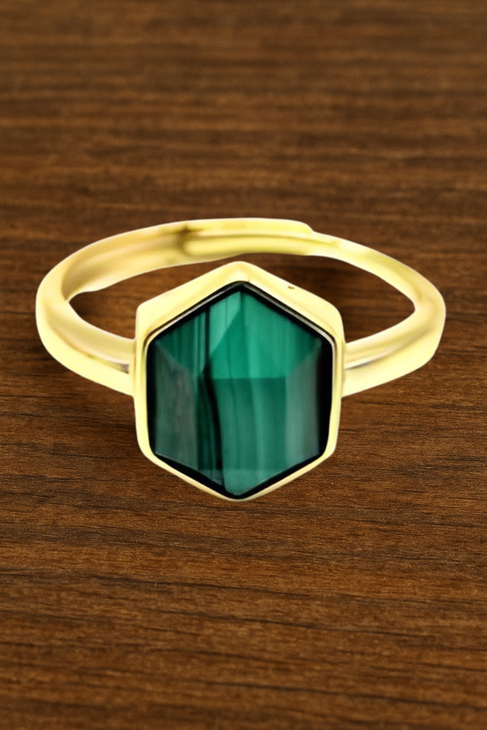 Bague Hexagonale en Malachite