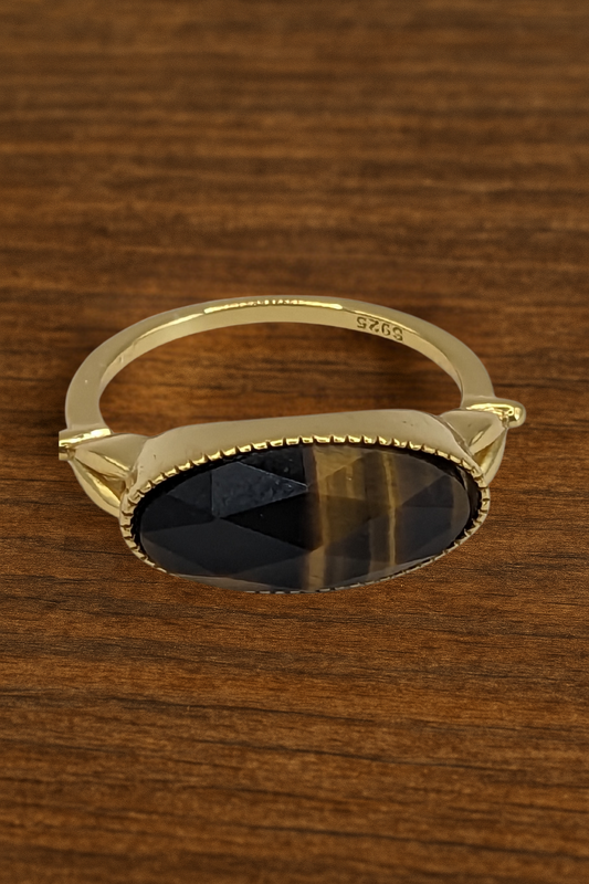 Bague Ovale en Œil de tigre