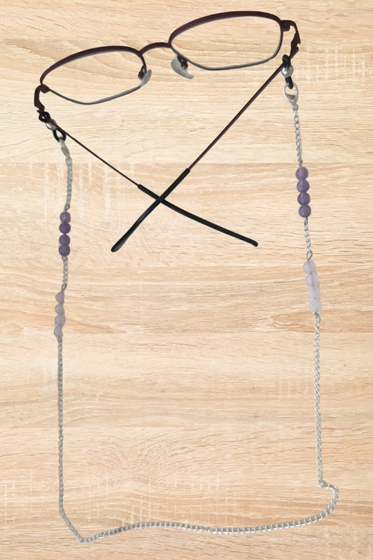 Chaîne de Lunettes – Apaisement (Quartz Rose et Améthyste)