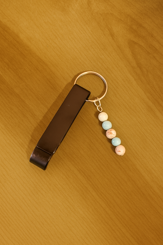 Porte-Clés Décapsuleur – Paix Intérieure (Turquoise & Howlite)