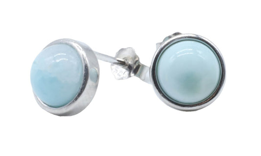 Boucles d’oreilles ronde polie en Larimar