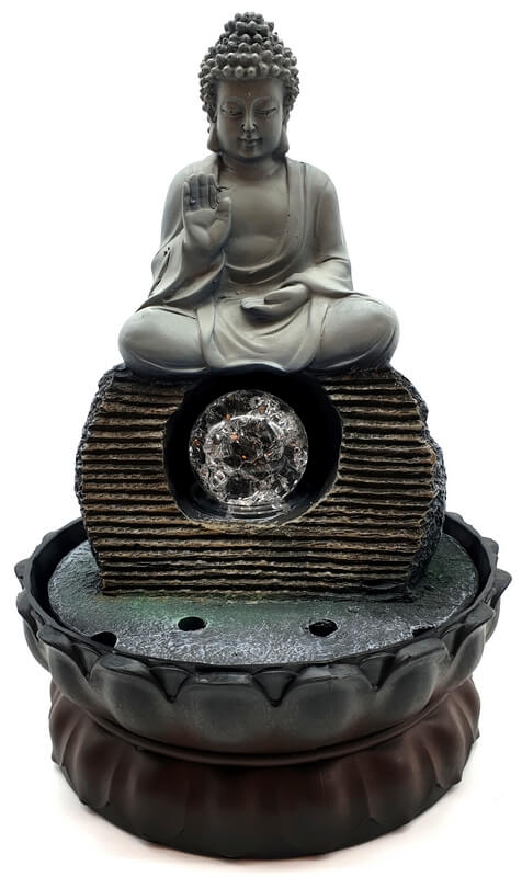 Fontaine Résine Bouddha Salueur Assis – 28 cm