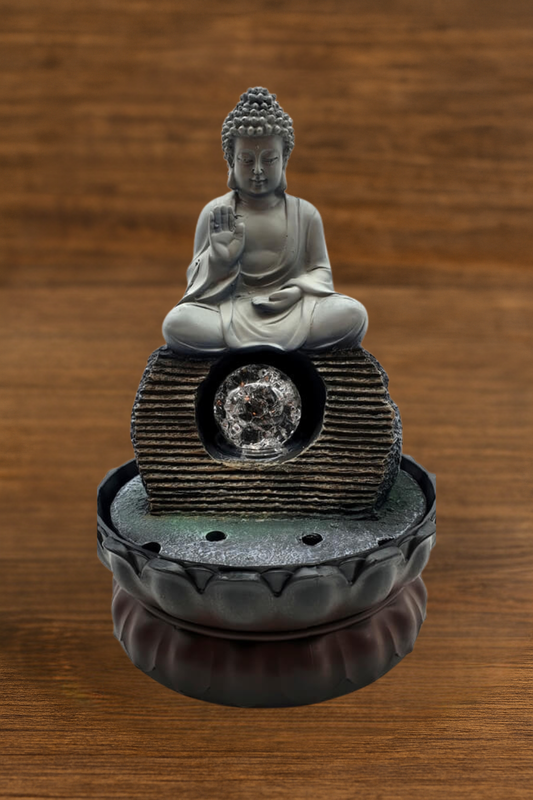 Fontaine Résine Bouddha Salueur Assis – 28 cm