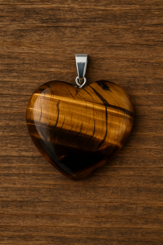 Pendentif Cœur Œil de Tigre – 2,5 cm