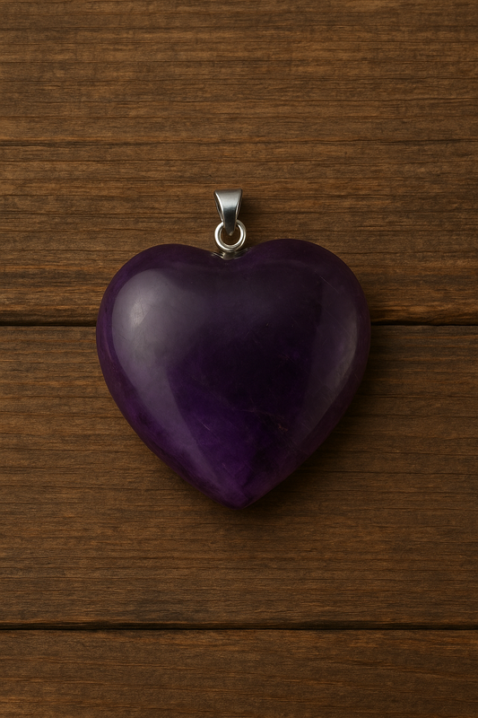 Pendentif Cœur en Améthyste – 2,5 cm