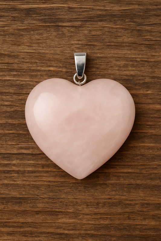 Pendentif Cœur Quartz Rose – 2,5 cm