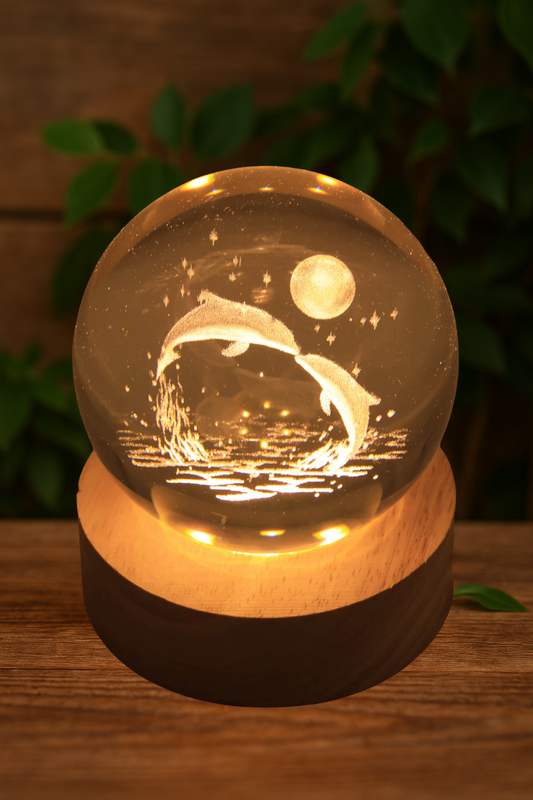 Veilleuse USB en Verre – Dauphin Multicolore – 6 cm