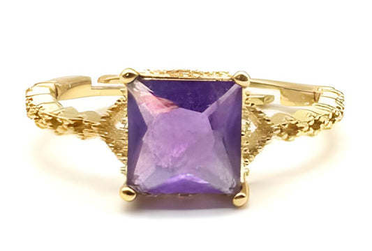 Bague carré en Améthyste