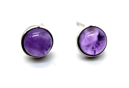 Boucles d’oreilles ronde polie en Améthyste