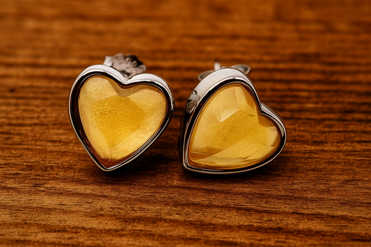 Boucles d’oreilles Cœur en Citrine