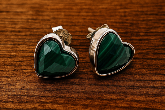 Boucles d’oreilles Cœur en Malachite