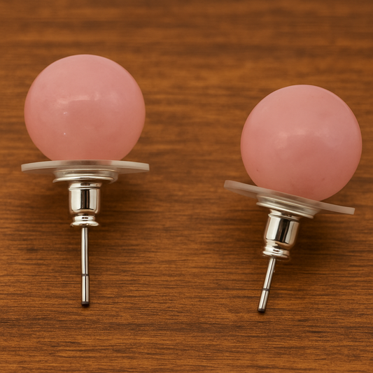 Boucles d’oreilles puces en Quartz rose