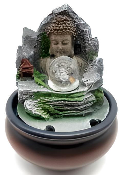 Fontaine Résine Bouddha Village – 21 cm