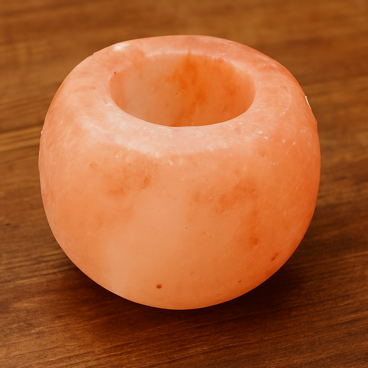 Bougeoir en Cristaux de Sel Rond Poli