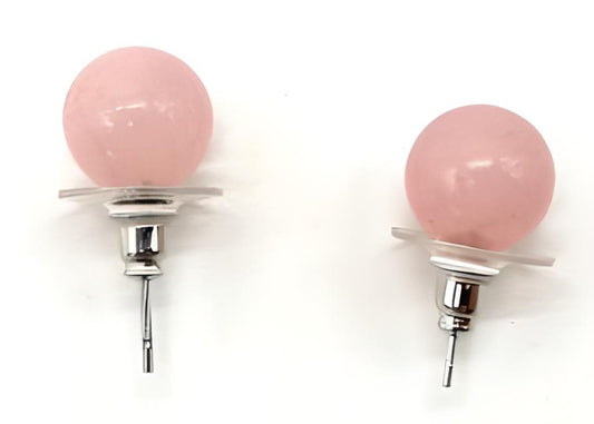 Boucles d’oreilles puces en Quartz rose